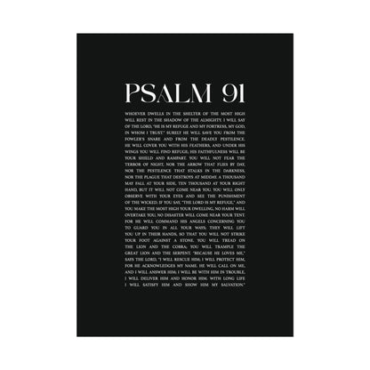 Psalm 91 Christian Art Print - Black (Physical Poster)