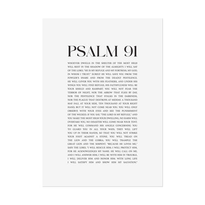 Psalm 91 Christian Art Print - White (Physical Poster)