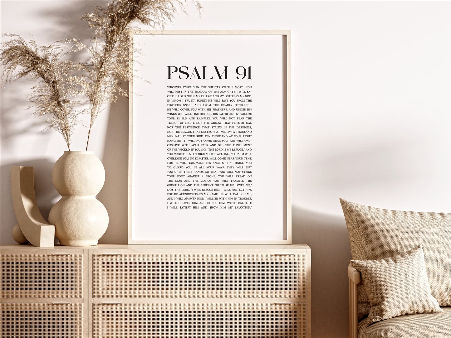 Psalm 91 Christian Art Print - White (Physical Poster)