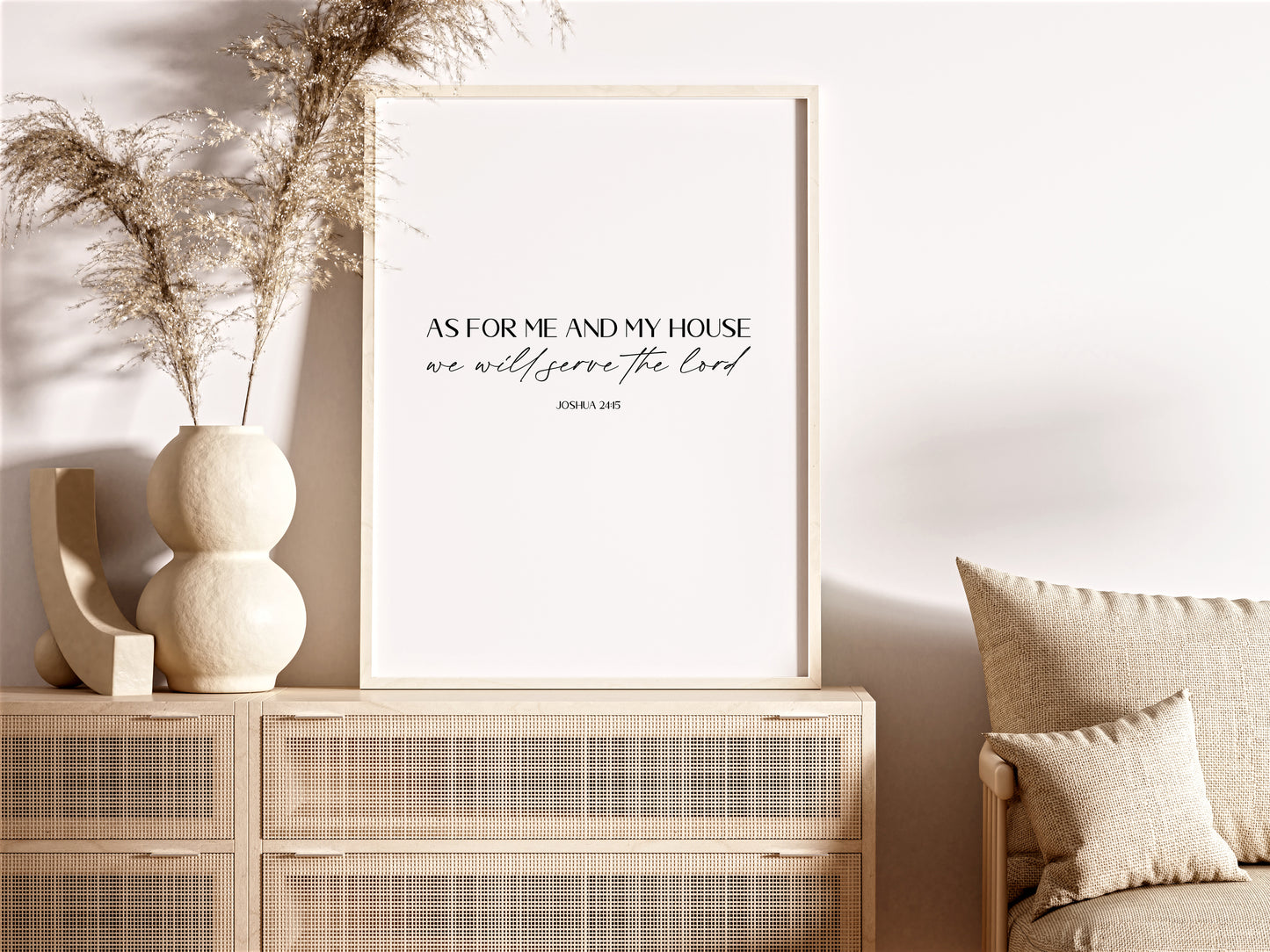 "As for me and my house" Joshua 24:15 Christian Art Print - White (Physical Poster)