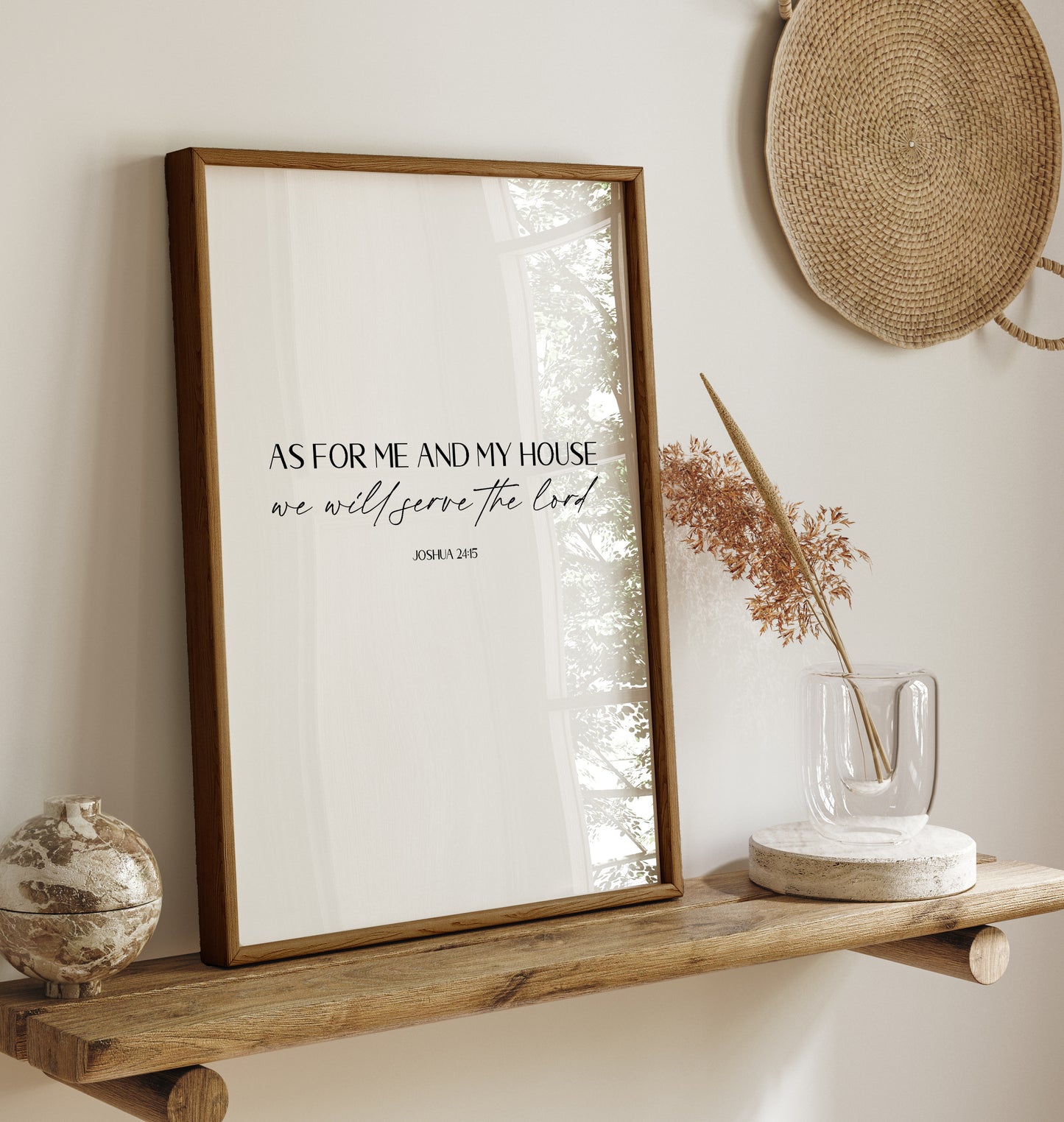 "As for me and my house" Joshua 24:15 Christian Art Print - White (Physical Poster)