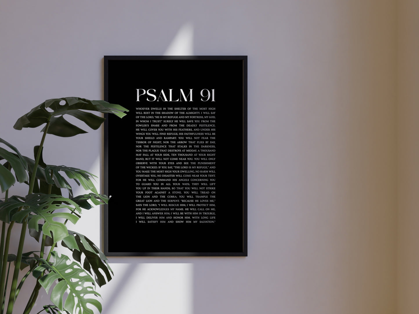 Psalm 91 Christian Art Print - Black (Physical Poster)