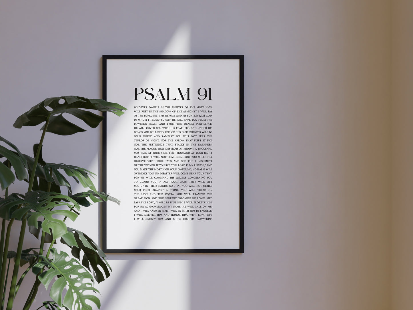 Psalm 91 Christian Art Print - White (Physical Poster)