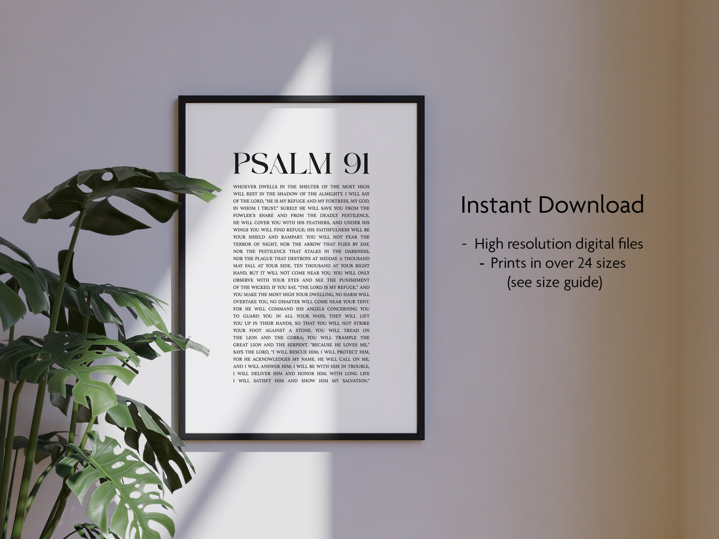 Psalm 91 Christian Art Print - White (Digital Download)