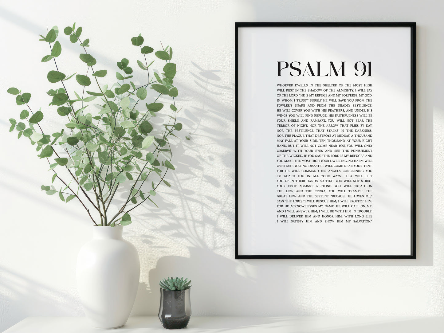 Psalm 91 Christian Art Print - White (Physical Poster)