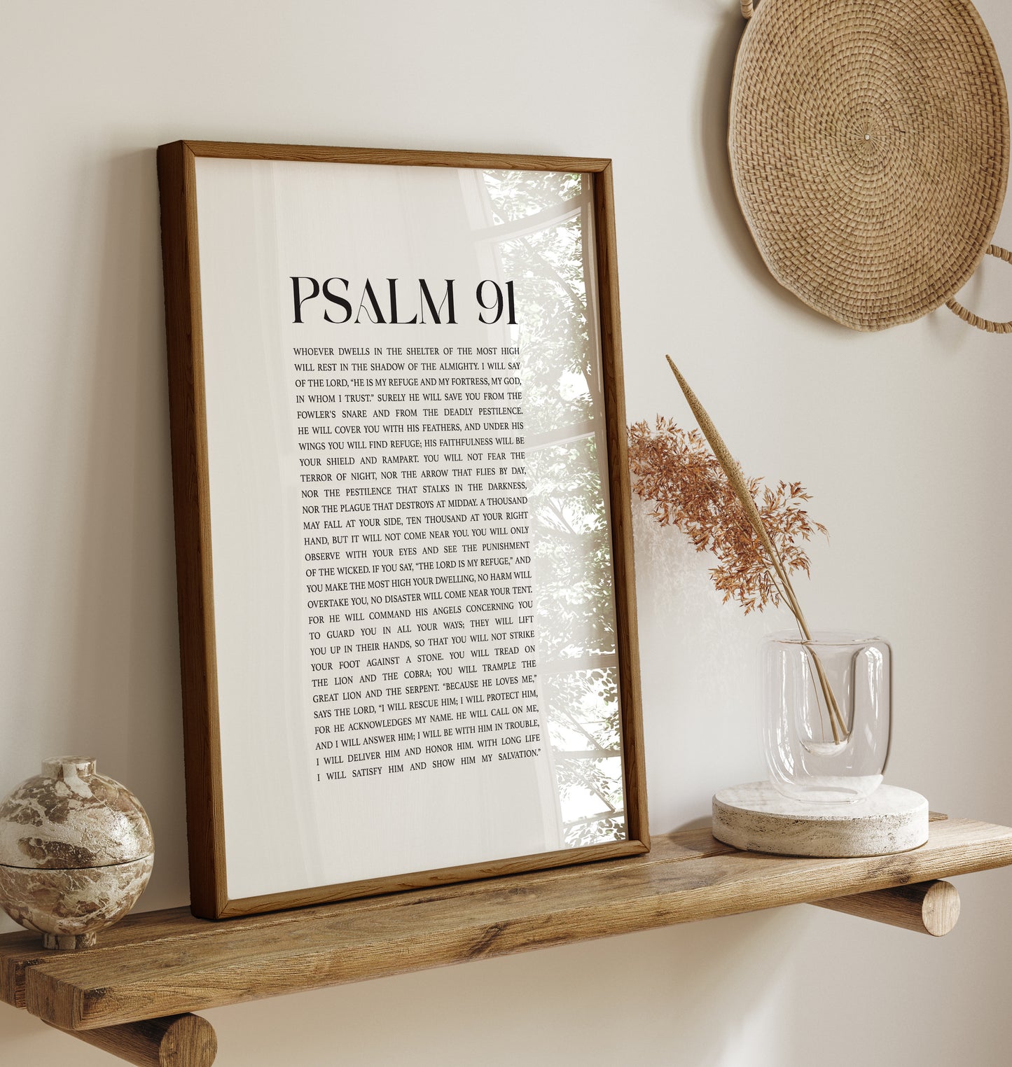 Psalm 91 Christian Art Print - White (Physical Poster)